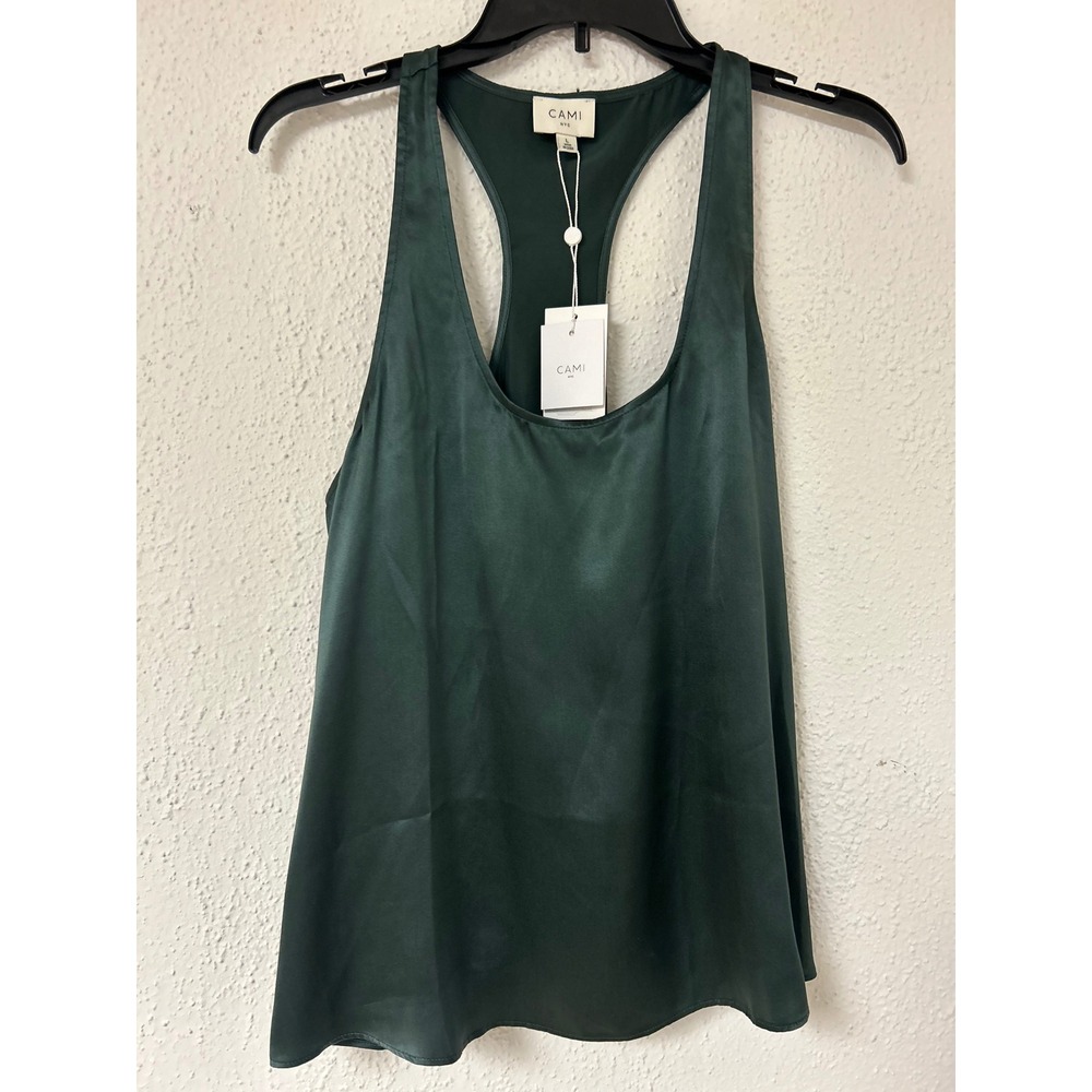 Cami NYC Jane Silk Racerback Camisole Hunter Green Tank Top L NEW